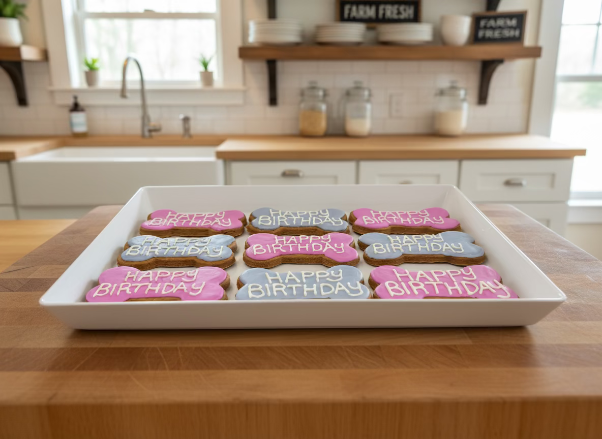 Happy Birthday Bone – Hand-Decorated Gourmet Dog Cookie