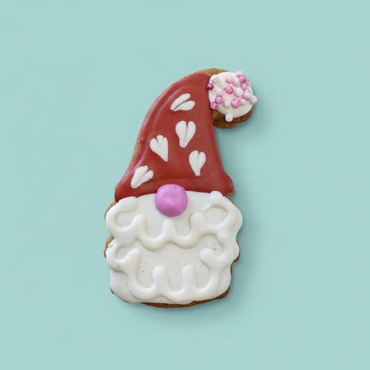 Valentine's Gnome – Hand-Decorated Gourmet Dog Cookie