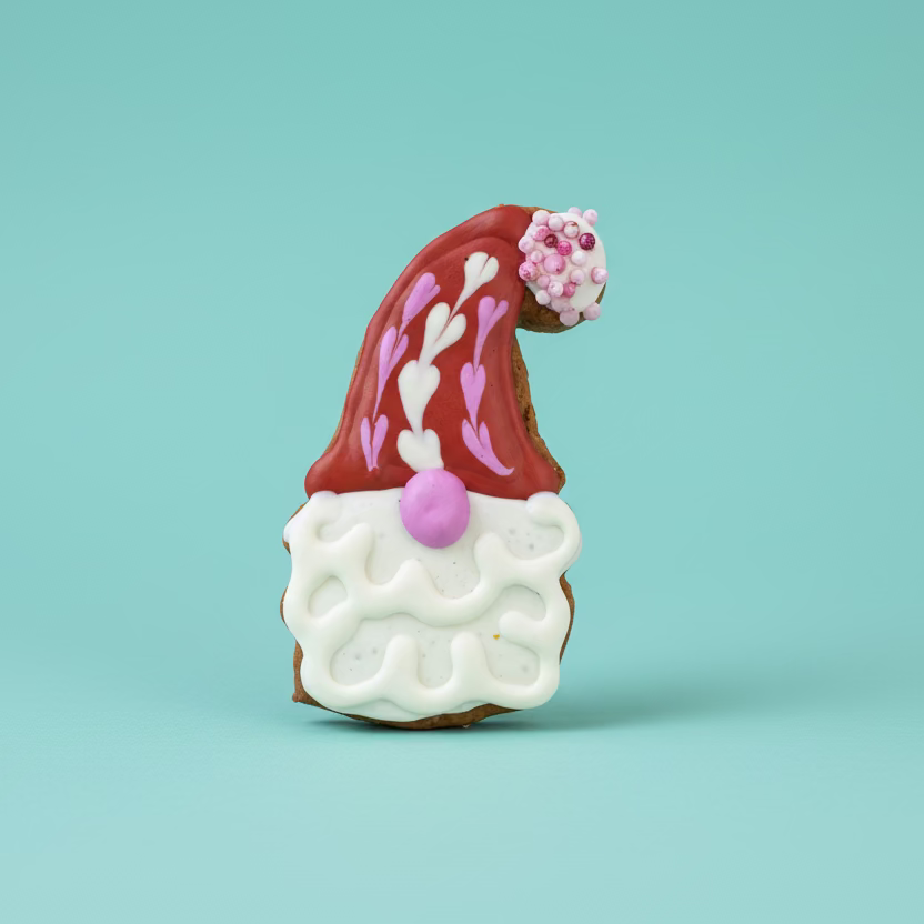 Valentine's Gnome – Hand-Decorated Gourmet Dog Cookie