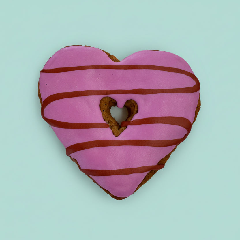 Heart Donut – Hand-Decorated Gourmet Dog Cookie